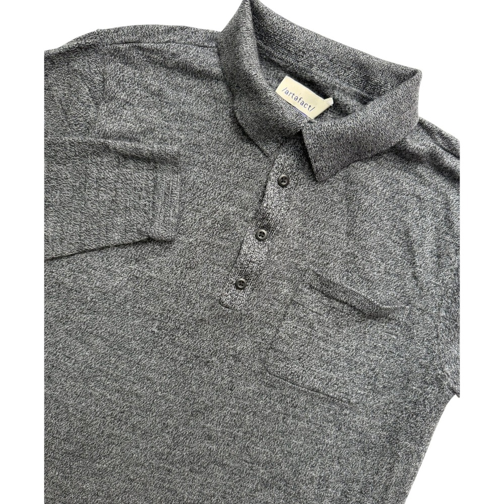 Artefact Mens Merino Wool Long Sleeve Polo Shirt Charcoal Gray Size L MGS10394